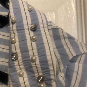 Blue and white stripes button down